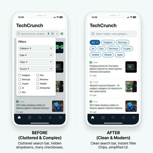 UI Comparison Before and After